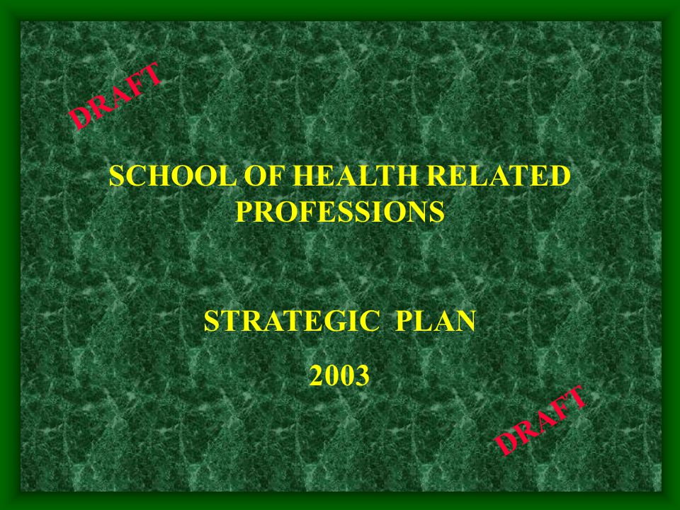 SCHOOL OF HEALTH RELATED PROFESSIONS STRATEGIC PLAN 2003 DRAFT