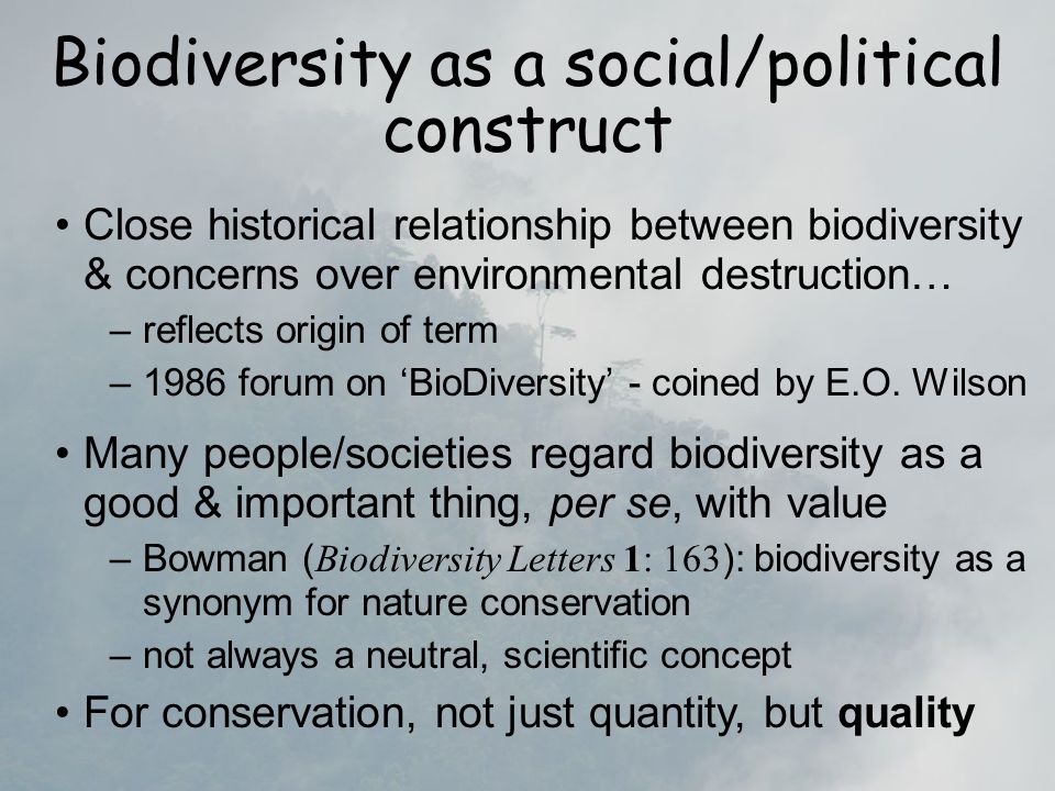 Biodiversity as a concept  The variety of life –US Congress Office of  Technology Assessment definition perhaps the most widely used: “the variety  and. - ppt download