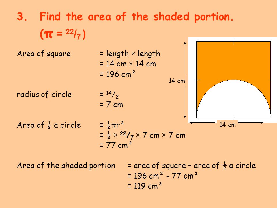 3.Find the area of the shaded portion.