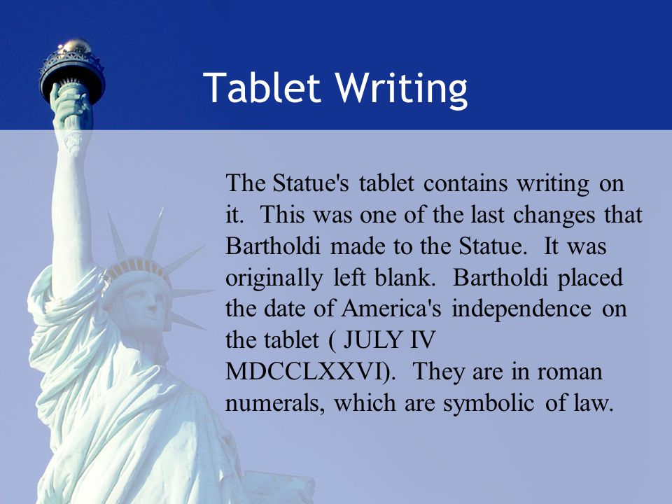 Tablet Writing The Statue s tablet contains writing on it.
