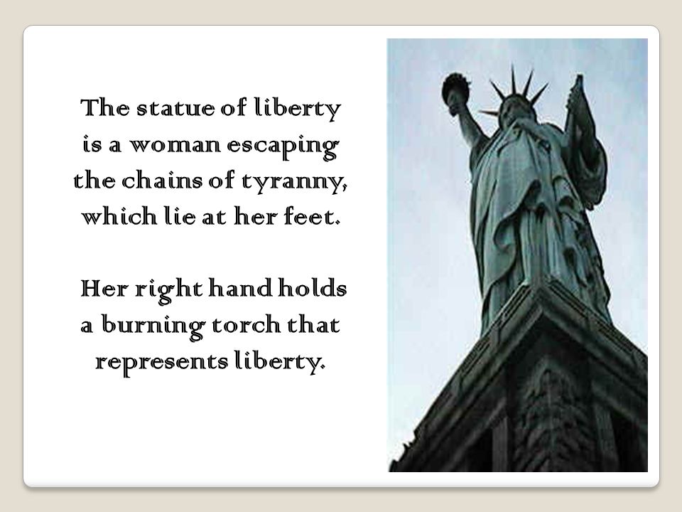 Lady Liberty is 151 feet tall. She stands upon a concrete-and-granite pedestal.