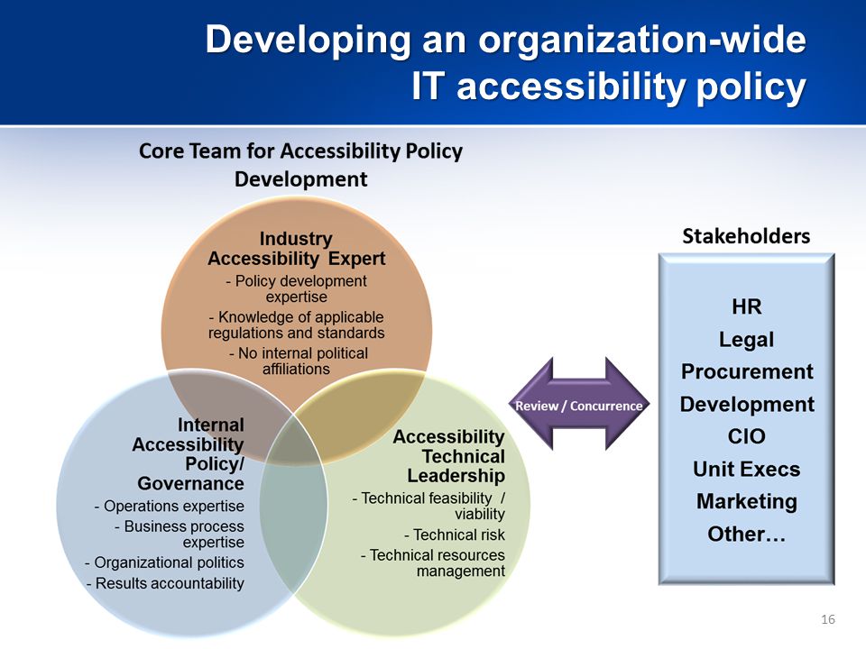 16 Developing an organization-wide IT accessibility policy