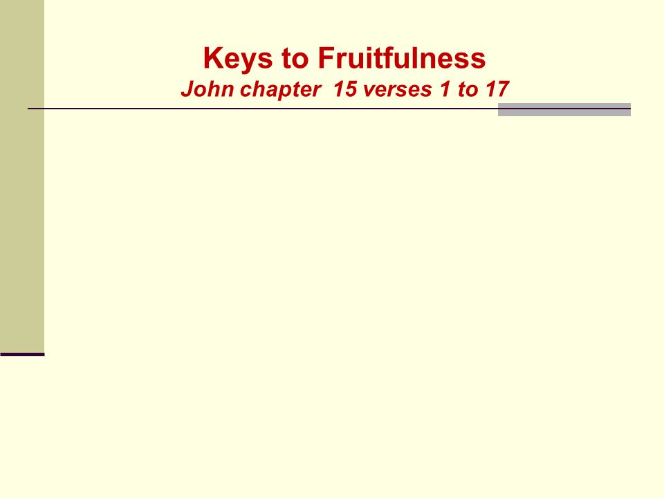 Keys to Fruitfulness John chapter 15 verses 1 to 17