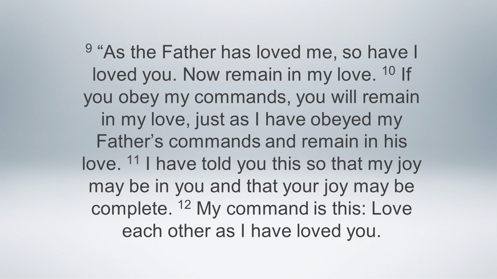 9 As the Father has loved me, so have I loved you.