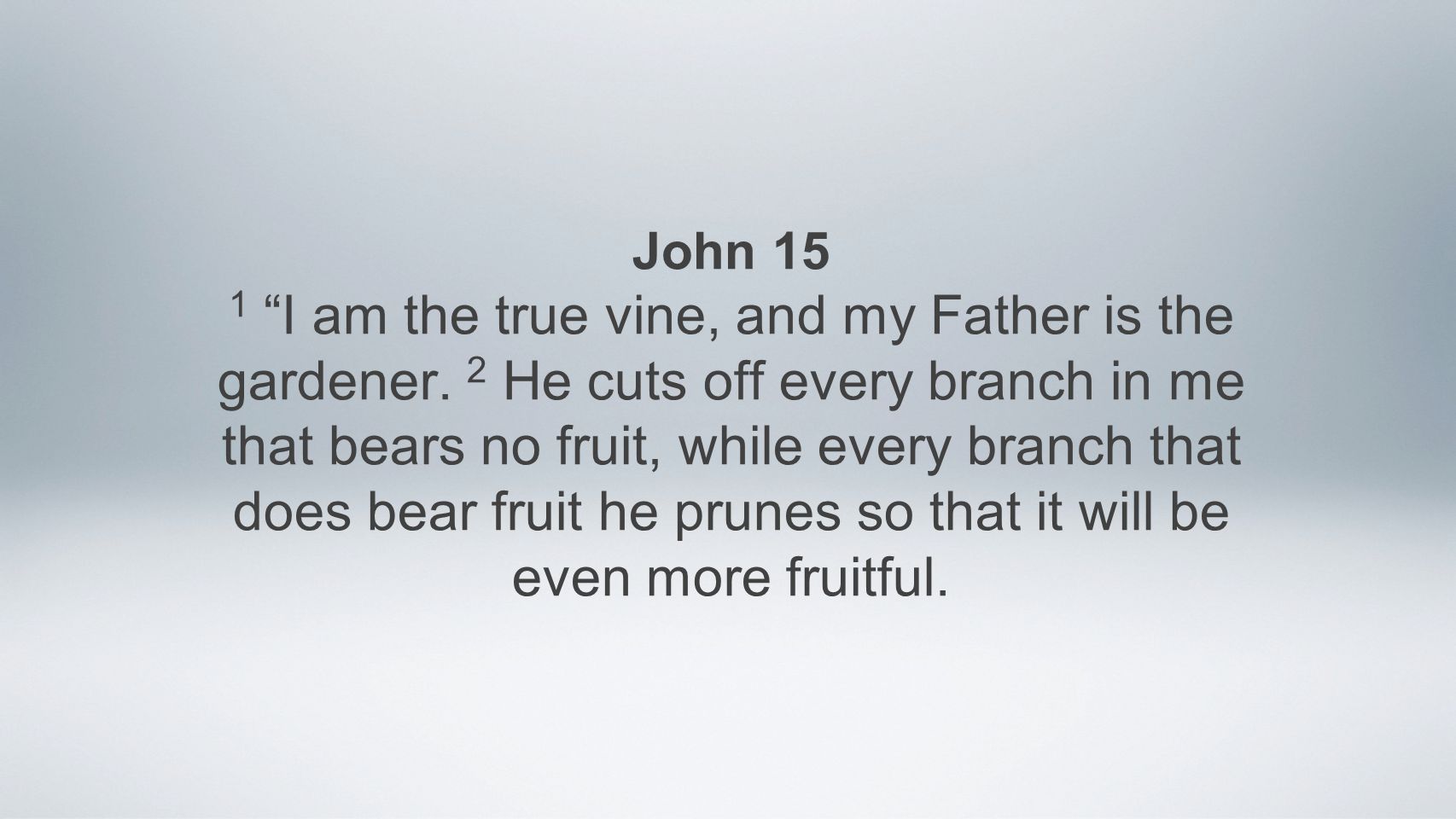 John 15 1 I am the true vine, and my Father is the gardener.