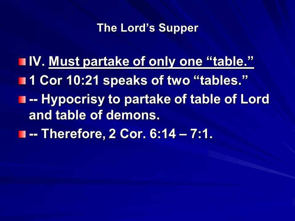 The Lord’s Supper IV.