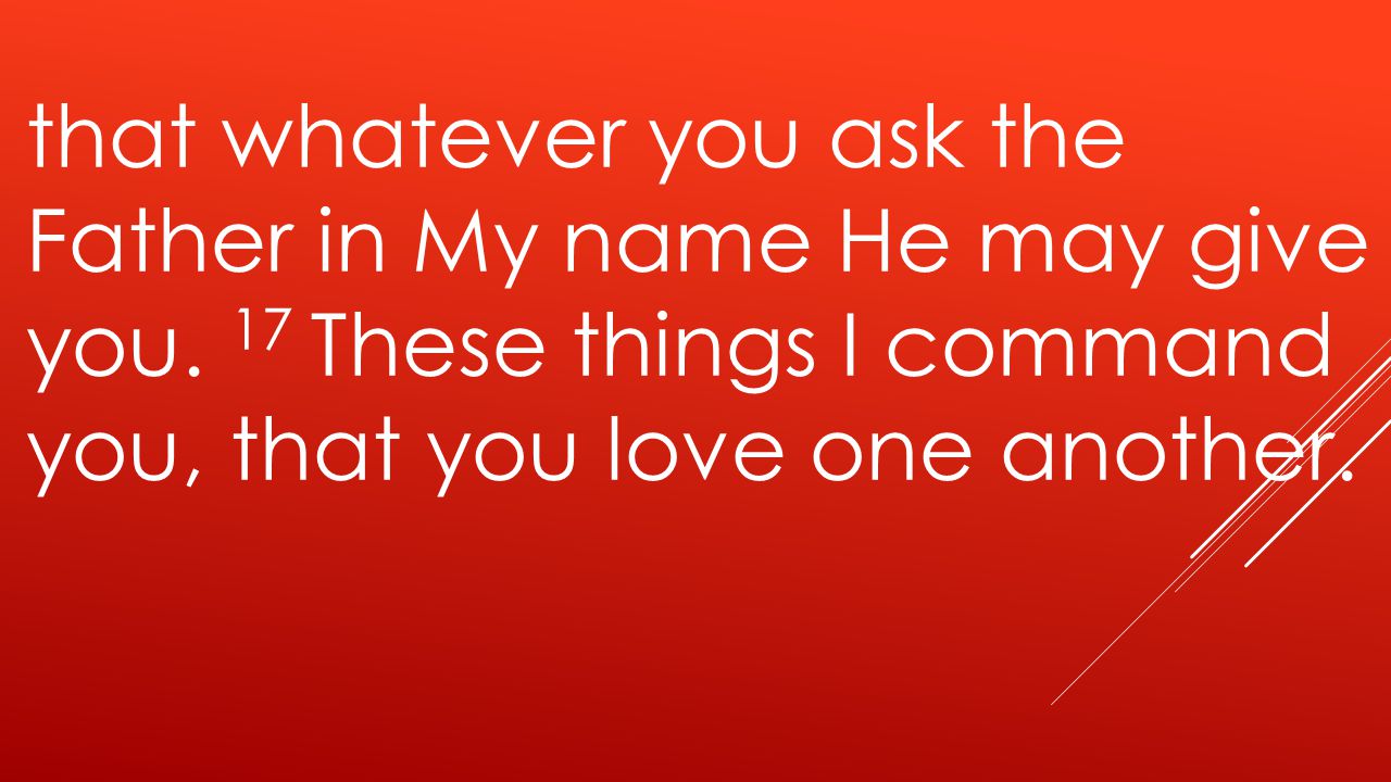 that whatever you ask the Father in My name He may give you.