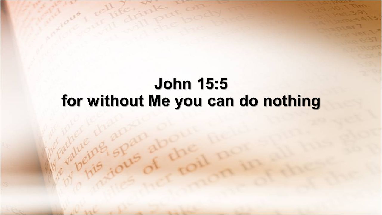 John 15:5 for without Me you can do nothing