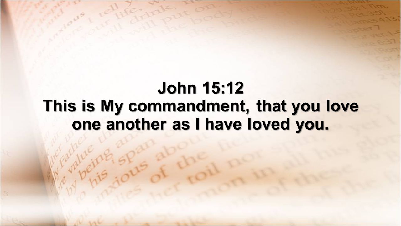 John 15:12 This is My commandment, that you love one another as I have loved you.
