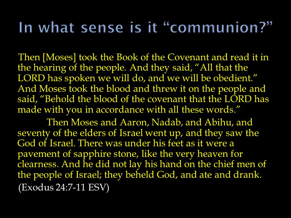 Then [Moses] took the Book of the Covenant and read it in the hearing of the people.