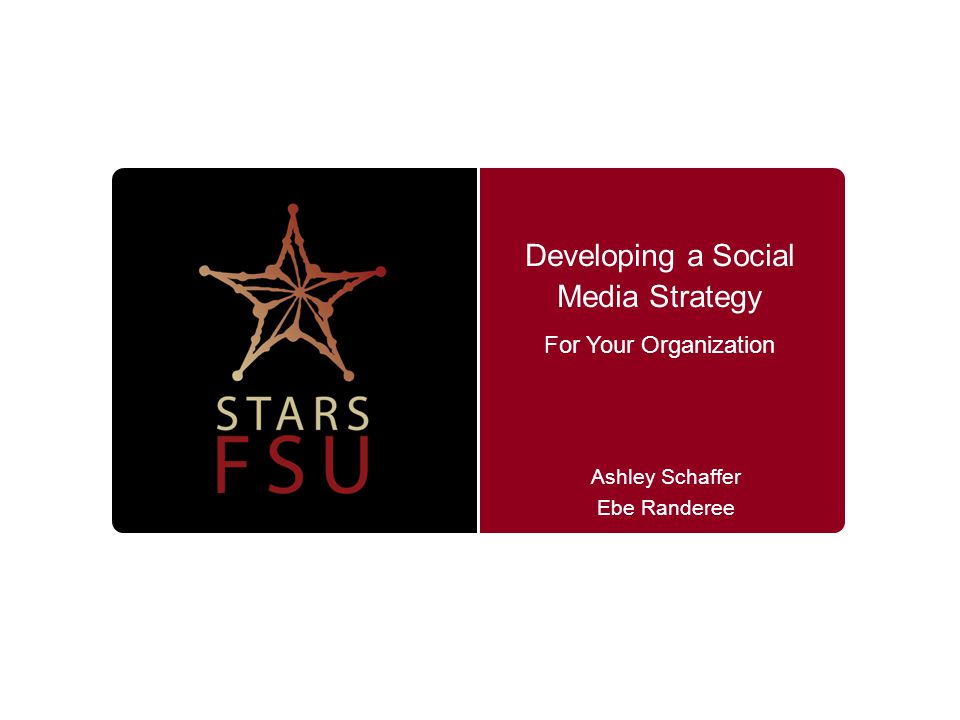 Developing a Social Media Strategy Ashley Schaffer Ebe Randeree For Your Organization