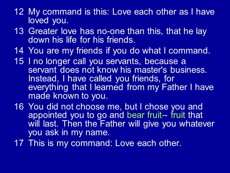 12My command is this: Love each other as I have loved you.
