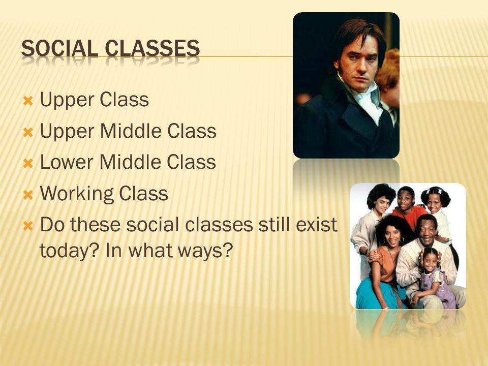  Upper Class  Upper Middle Class  Lower Middle Class  Working Class  Do these social classes still exist today.