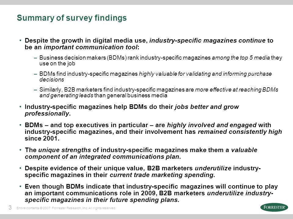 3 Entire contents © 2007 Forrester Research, Inc. All rights reserved.