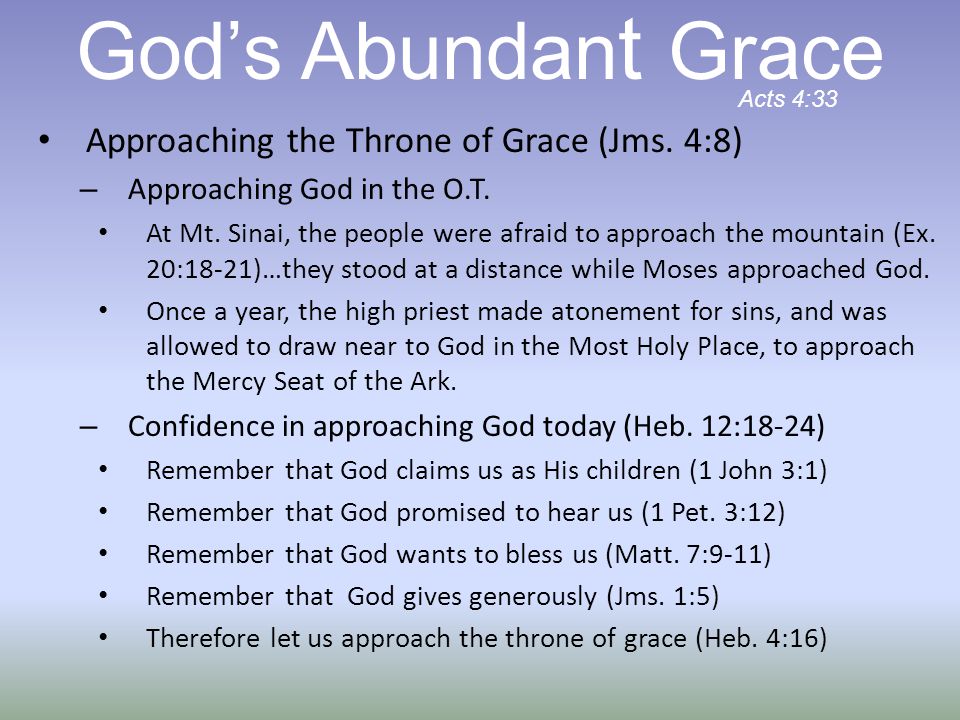 Approaching the Throne of Grace (Jms. 4:8) – Approaching God in the O.T.