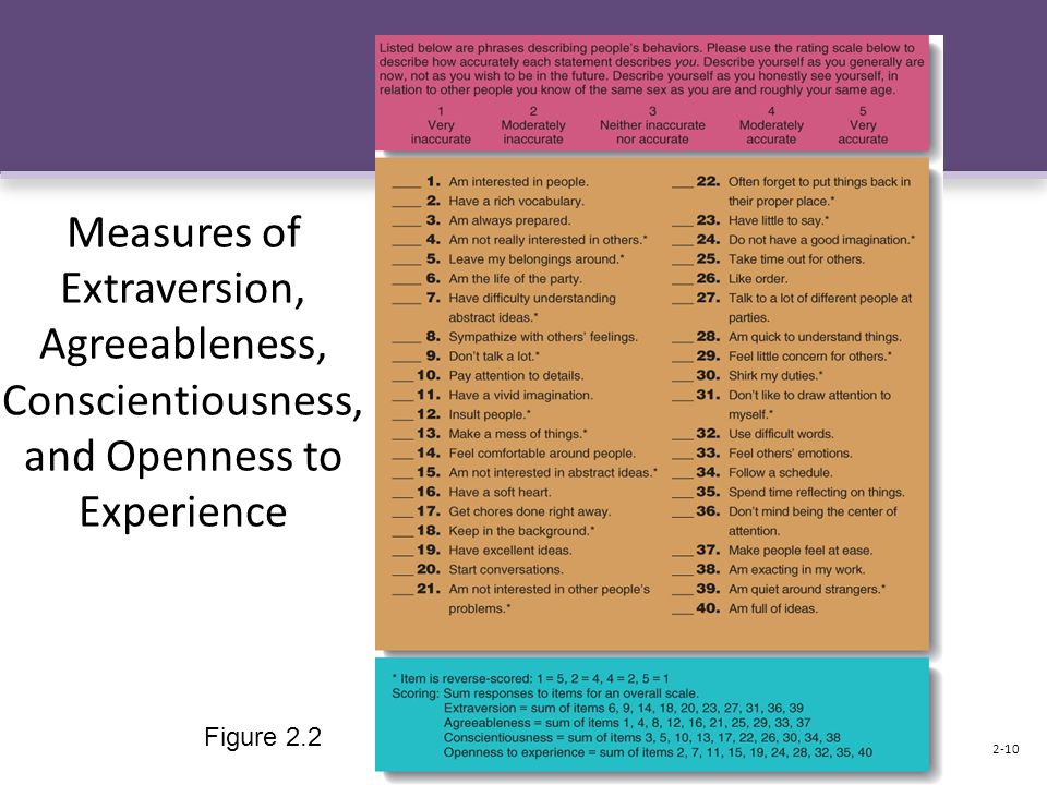 Measures of Extraversion, Agreeableness, Conscientiousness, and Openness to Experience Figure
