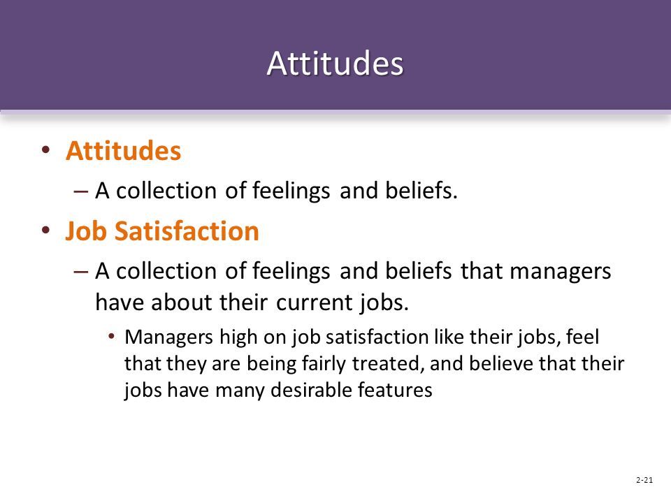 Attitudes Attitudes – A collection of feelings and beliefs.