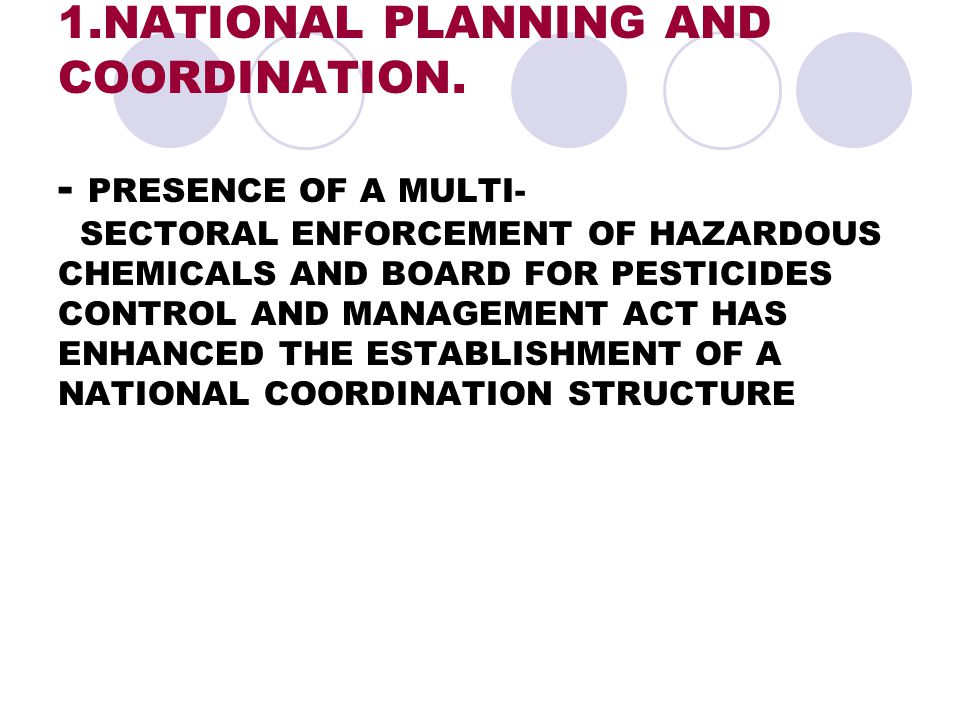 1.NATIONAL PLANNING AND COORDINATION.
