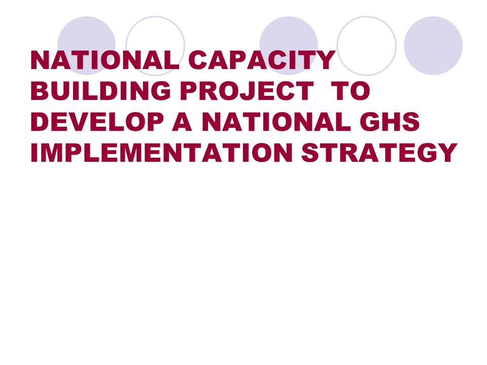 NATIONAL CAPACITY BUILDING PROJECT TO DEVELOP A NATIONAL GHS IMPLEMENTATION STRATEGY
