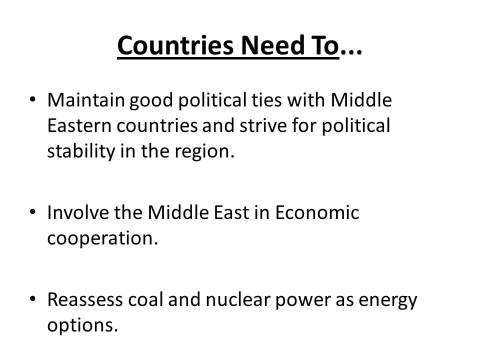 Countries Need To...