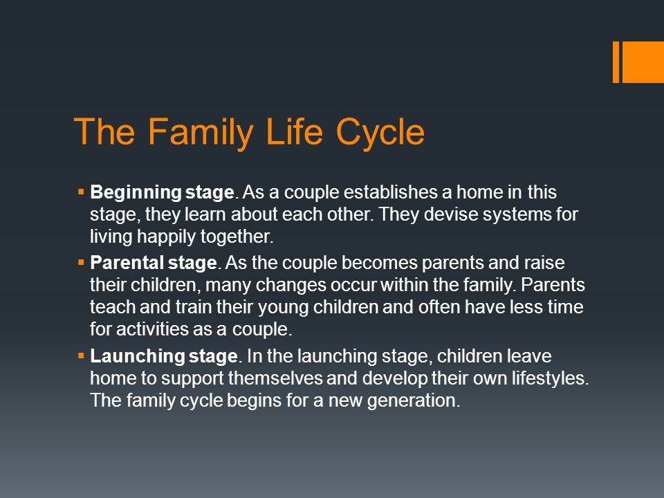The Family Life Cycle  Beginning stage.
