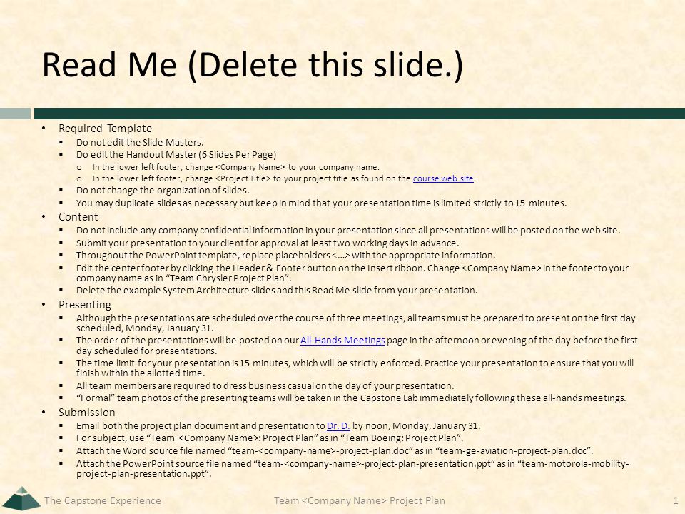 Read Me (Delete this slide.) Required Template  Do not edit the Slide Masters.