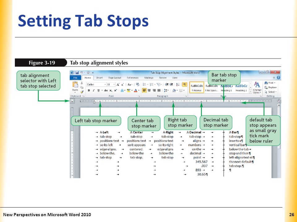 XP Setting Tab Stops New Perspectives on Microsoft Word