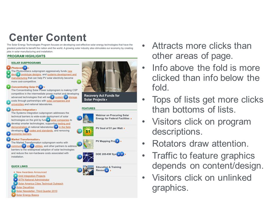 eere.energy.gov Center Content Crazy Egg Analysis: Usage Trends Attracts more clicks than other areas of page.