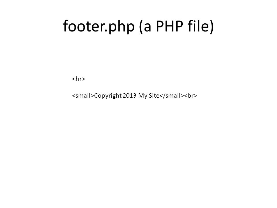 footer.php (a PHP file) Copyright 2013 My Site
