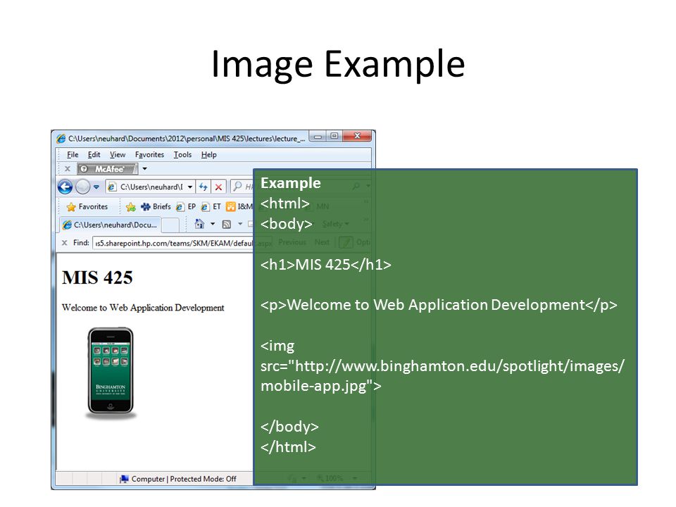 Image Example Example MIS 425 Welcome to Web Application Development