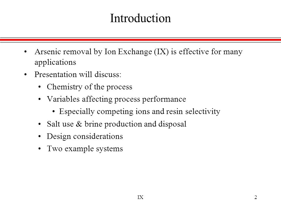 Ix1 Arsenic Removal By Ion Exchange Joe Chwirka Camp Dresser