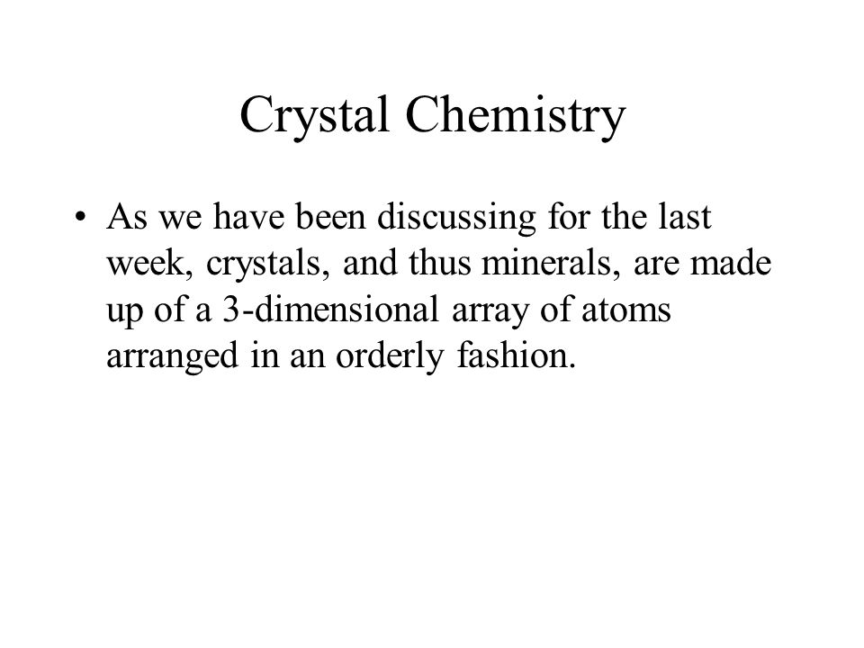Crystallography Fundamentals Of Crystal Chemistry - 