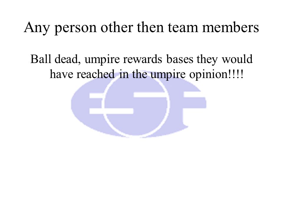 Any person other then team members Ball dead, umpire rewards bases they would have reached in the umpire opinion!!!!