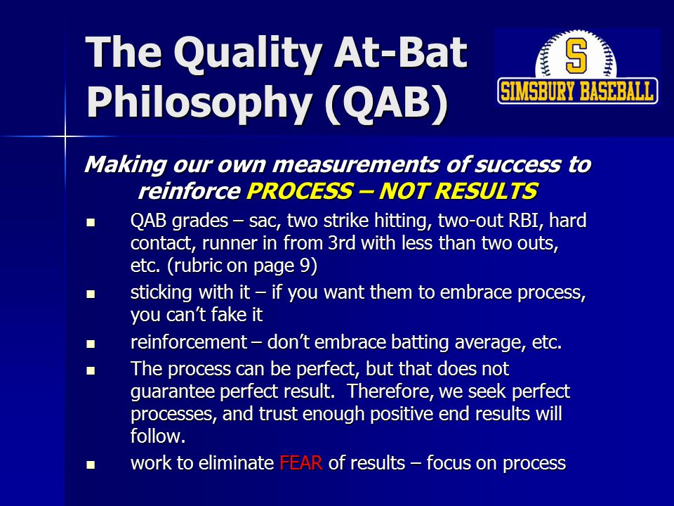 Hitting Concepts and Techniques QUALITY AT BATS Trojan ...