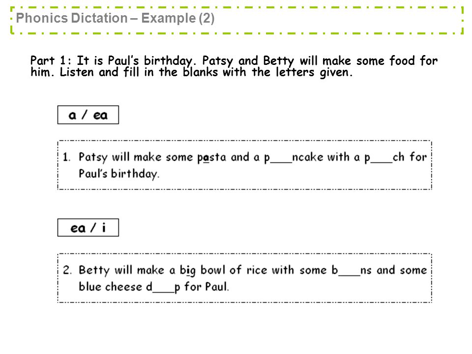 Part 1: It is Paul’s birthday. Patsy and Betty will make some food for him.
