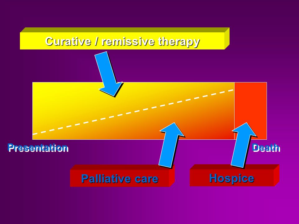 November 29, 2001 Rochester Health Care Forum   4 Hospice Palliative care Curative / remissive therapy Presentation Death