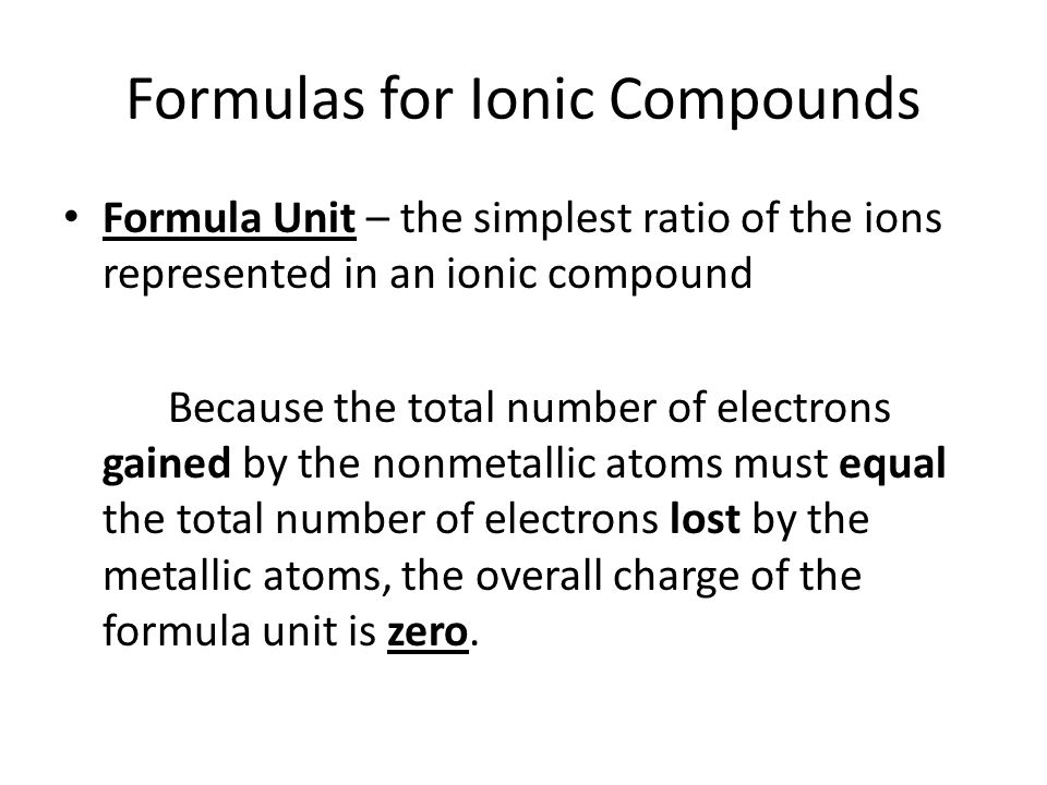 Formula unit of a compound