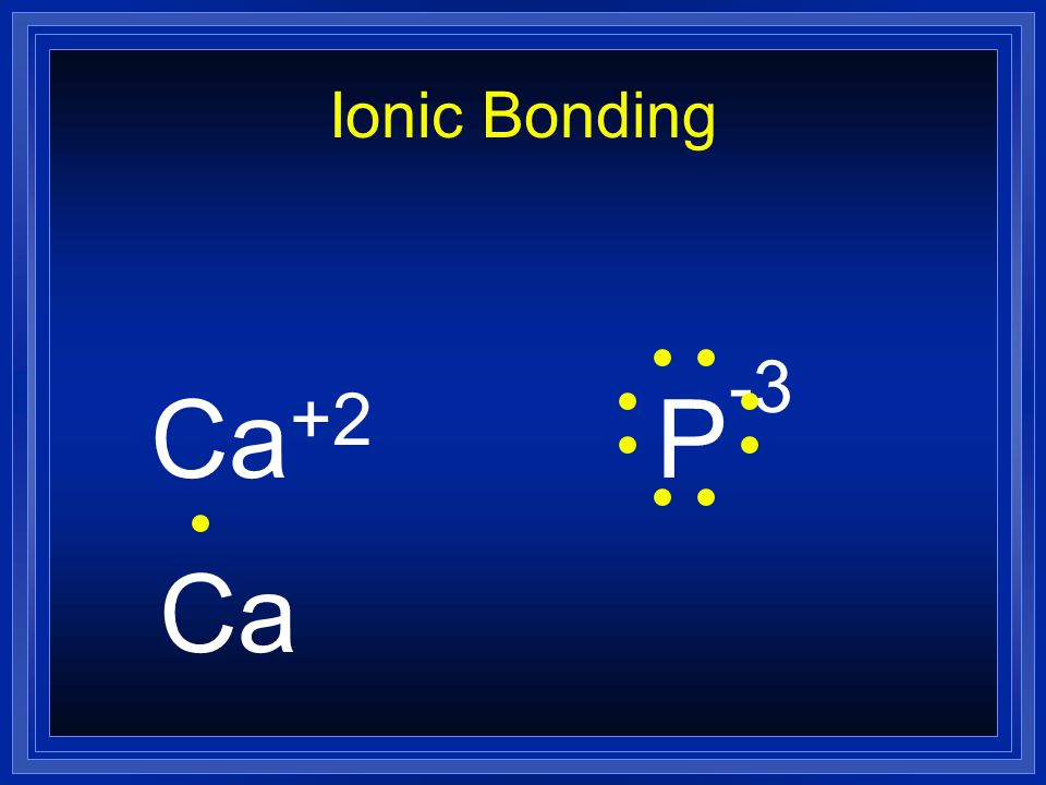 Ionic Bonding Ca +2 P -3 Ca