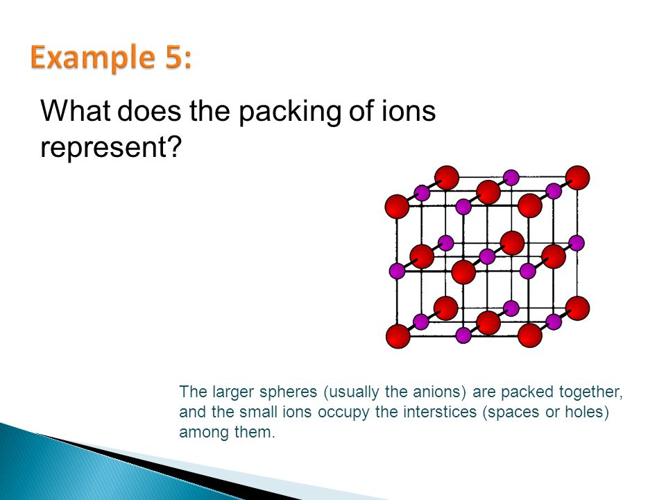 What does the packing of ions represent.