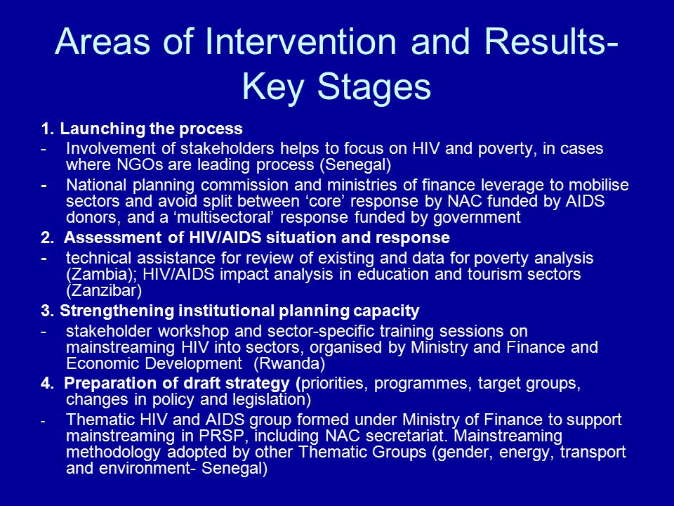 Areas of Intervention and Results- Key Stages 1.
