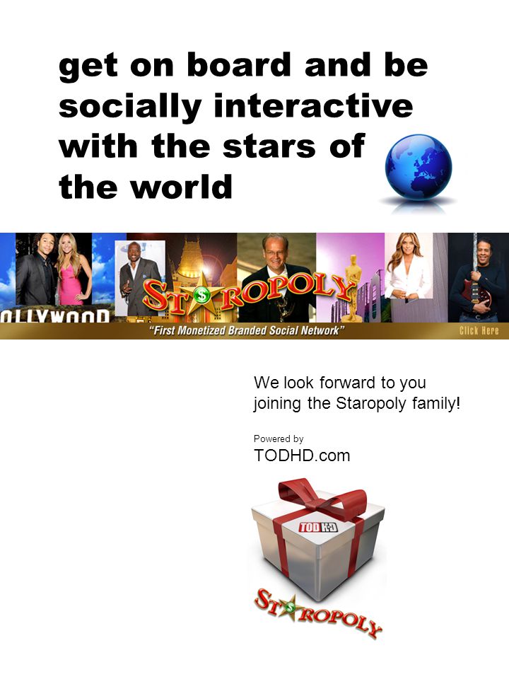 get on board and be socially interactive with the stars of the world We look forward to you joining the Staropoly family.
