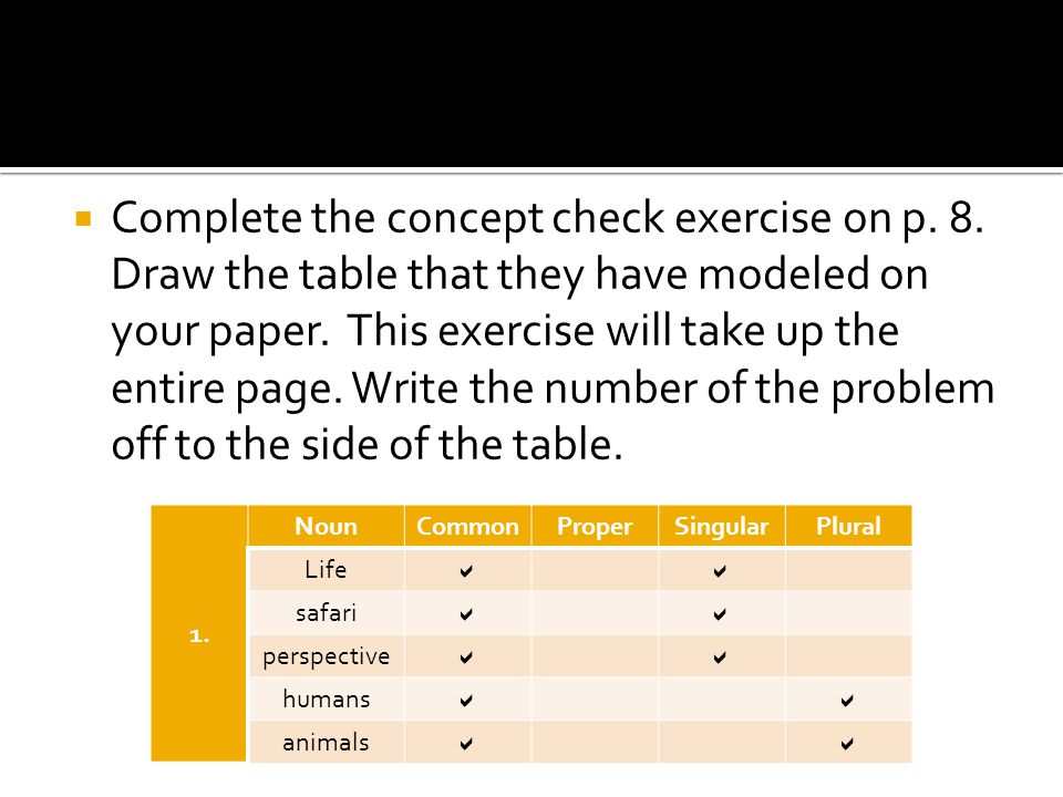  Complete the concept check exercise on p. 8.