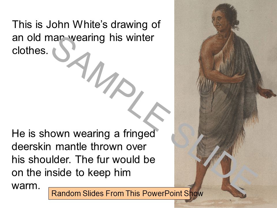 This is John White’s drawing of an old man wearing his winter clothes.