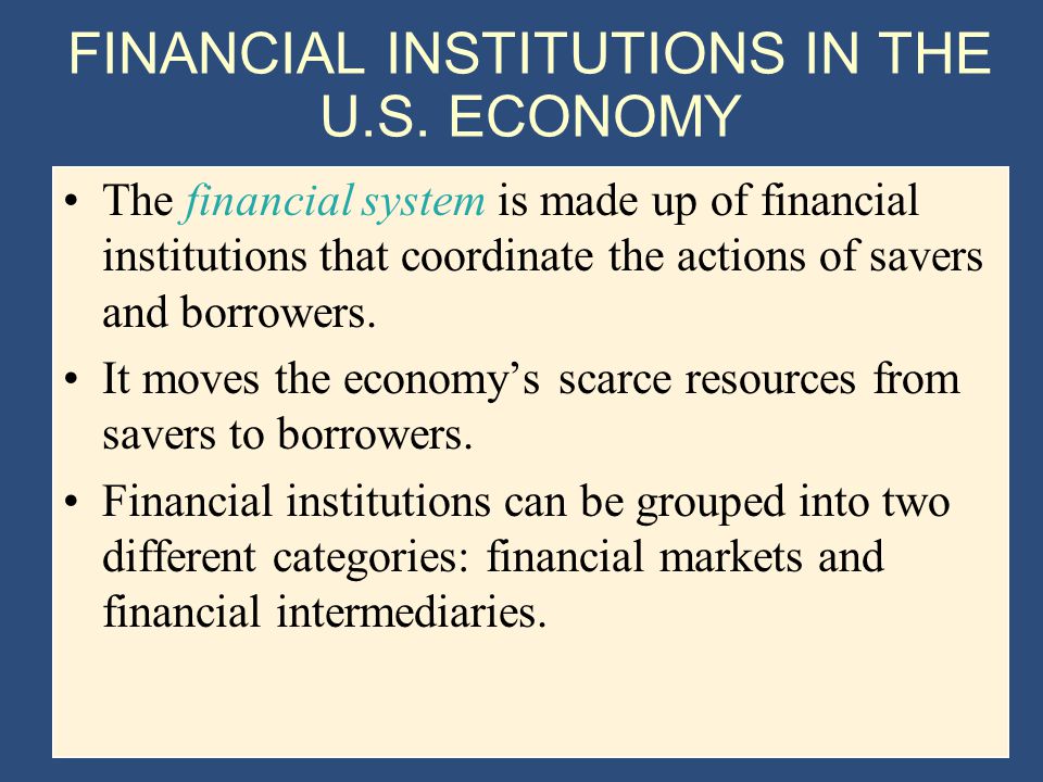 FINANCIAL INSTITUTIONS IN THE U.S.