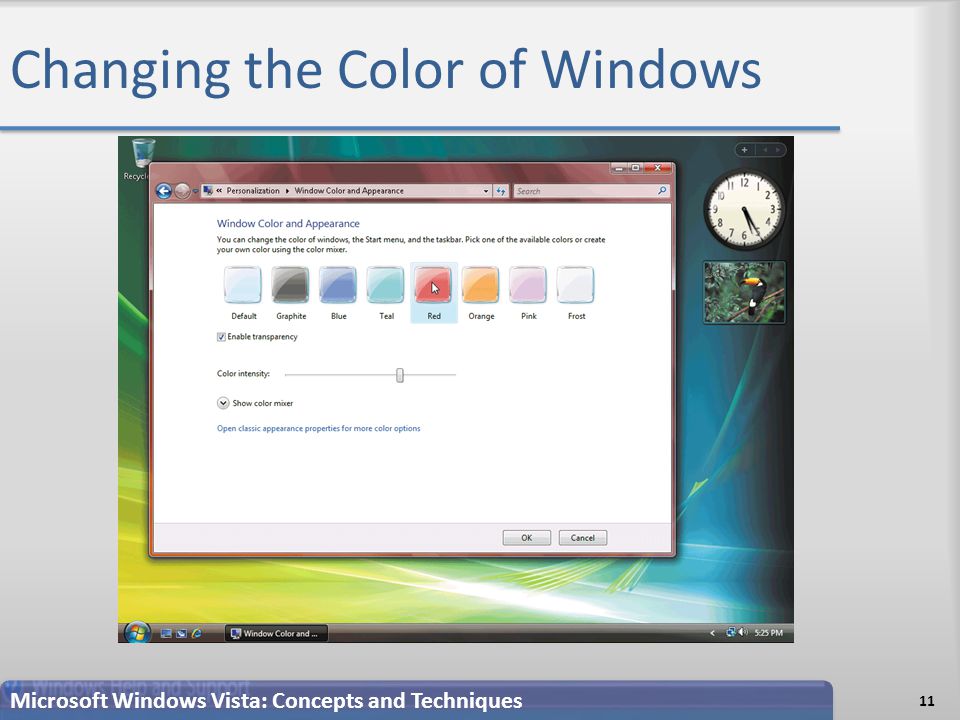 Changing the Color of Windows 11 Microsoft Windows Vista: Concepts and Techniques