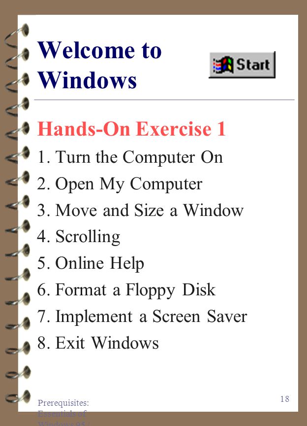 Prerequisites: Essentials of Windows 95 / The Windows Explorer 4 Windows Explorer 4 Tree diagram