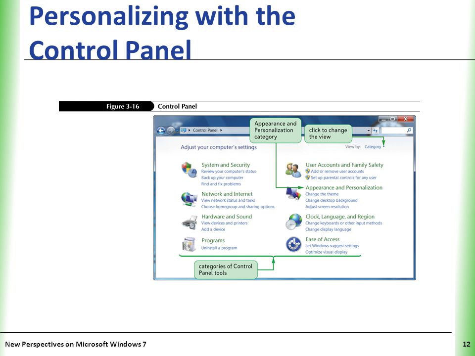 XP Personalizing with the Control Panel New Perspectives on Microsoft Windows 712