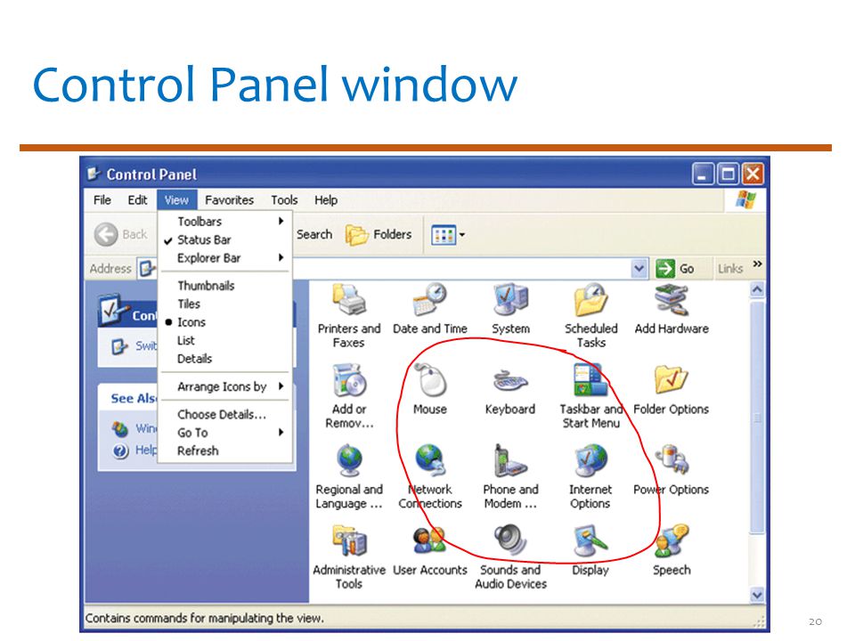 Control Panel window 20