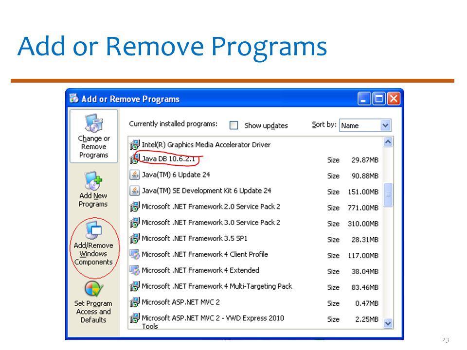 Add or Remove Programs 23