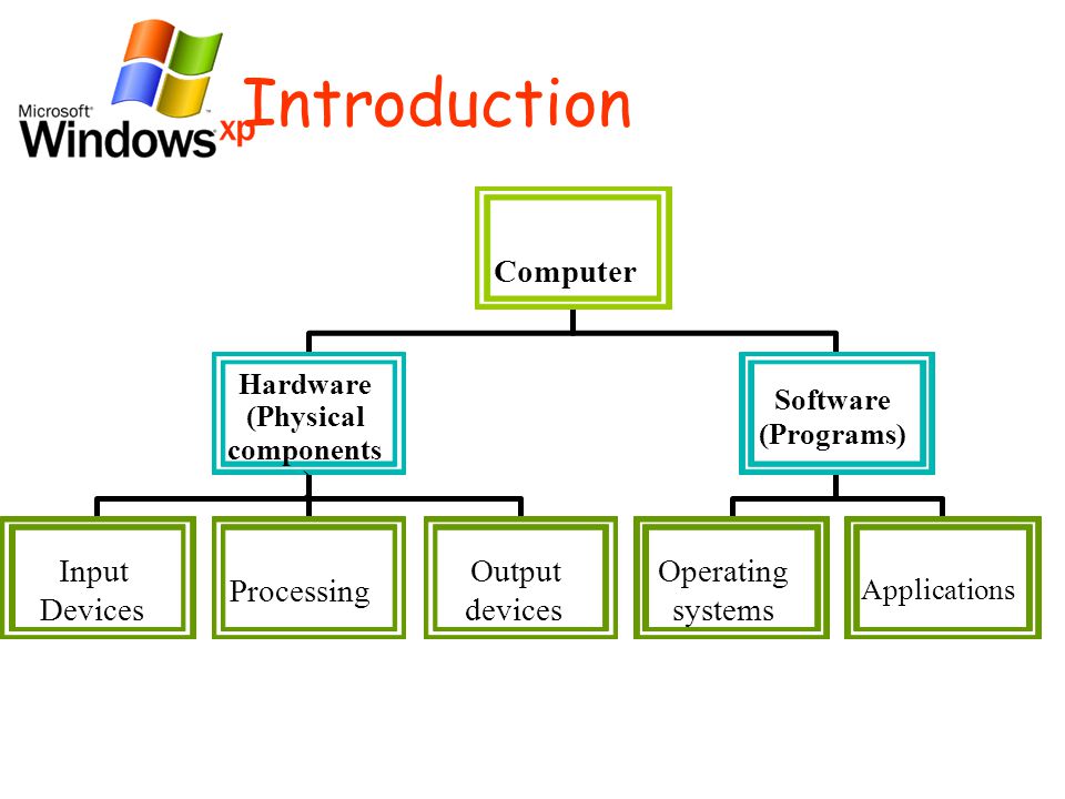 Introduction Computer Hardware (Physical components ) Software (Programs) Input Devices Processing Output devices Operating systems Applications
